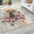 Bee on honeycomb pink and gold lotus flowers area rugs carpet