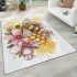 Bee on honeycomb with flowers around area rugs carpet