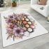 Bee on honeycomb with flowers around area rugs carpet