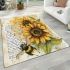 Bee on sunflowers old writing area rugs carpet