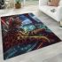 Bengal cat in retro sci fi adventures area rugs carpet