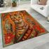 Bengal cat with cultural symbols area rugs carpet
