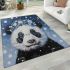 Black and white cute panda with blue eyes area rugs carpet