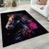 Black background with a colorful horse area rugs carpet