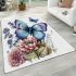 Blue butterfly among flowers area rugs carpet