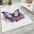 Blue butterfly on flower-filled branch area rugs carpet