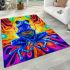 Blue frog with rainbow stripes on his body area rugs carpet