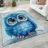 Blue owl cartoon style cute baby blue colors area rugs carpet