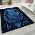 Blue owl sitting on an intricate dreamcatcher area rugs carpet