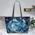 Blue whit dragon anime with dream catcher leather tote bag