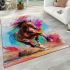 Brown horse galloping in the wind area rugs carpet