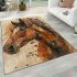 Brown horse with an indian feather headdress area rugs carpet