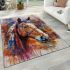 Brown horse with an indian feather headdress area rugs carpet