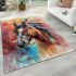 Brown horse with an indian feather headdress area rugs carpet