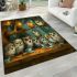 Bunch of owls drinking coffee area rugs carpet