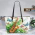 butterflies fly to the saxophone and musical notes Leather Tote Bag