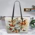 Butterflies with dream catcher leather tote bag