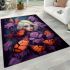 Butterfly enchantment woman in garden of roses area rugs carpet