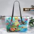 butterfly flying to the sound of guitar Leather Tote Bag