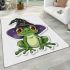 Cartoon frog wearing witch hat area rugs carpet