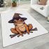 Cartoon frog wearing witch hat area rugs carpet