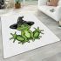 Cartoon green frog with black witch hat area rugs carpet