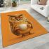 Cartoon owl holding an empty coffee cup area rugs carpet