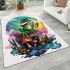 Cartoon tree frog sitting on top of an irish mushroom area rugs carpet