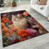Cat amidst colorful flowers area rugs carpet