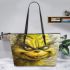 Cats and yellow grinchy smile toothless like leather tote bag