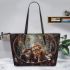 Cats with dream catcher leather tote bag