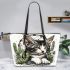 Catus with dream catcher leather tote bag