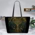 Celtic tree life and dream catcher leather tote bag