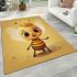 Cheerful chibi bee in flower field area rugs carpet