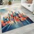 City skylines representation in geometric art area rugs carpet