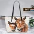 Colored pencil drawing of a horse leather tote bag