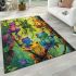 Colorful cartoon frogs hanging from tree branches in the jungle area rugs carpet