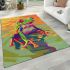 Colorful cartoon red eyed tree frog on the edge area rugs carpet