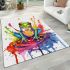 Colorful cute cartoon tree frog sits on a water puddle area rugs carpet