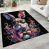 Colorful easter bunny wearing sunglasses area rugs carpet