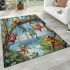 Colorful frogs hanging from tree branches in the jungle area rugs carpet