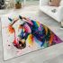 Colorful hair around horse's head area rugs carpet