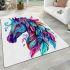 Colorful horse head with turquoise area rugs carpet