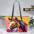 Colorful illustration of a horse head leather tote bag