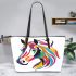 Colorful illustration of a horse head leather tote bag