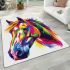 Colorful illustration of a horse head area rugs carpet