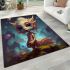 Colorful mermaid on rock with bubbles area rugs carpet