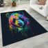 Colorful panda splatter painting with bright area rugs carpet