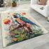 Colorful parrot in whimsical scene area rugs carpet