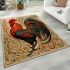 Colorful rooster perched on floral patterned surface area rugs carpet